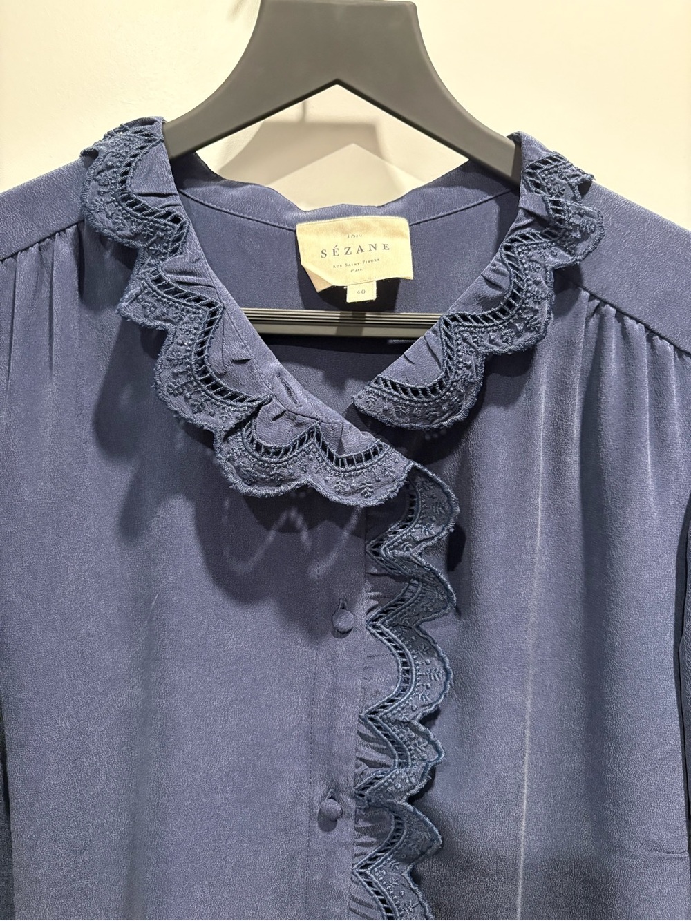 Sezane Chlo Buttondown Navy SZ 40 NWOT - Picture 5 of 9